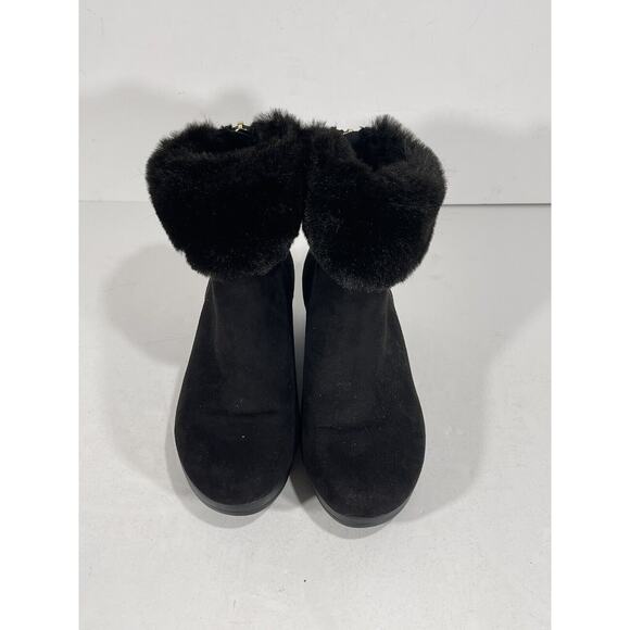 DKNY New Aron Wedge Bootie Black Womens Shoes Faux Fur 7 M Boots Used Once $150 - Picture 7 of 10